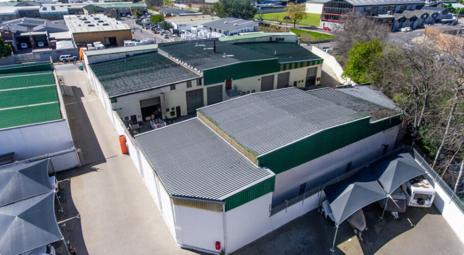 Aerial shot of a storage facility